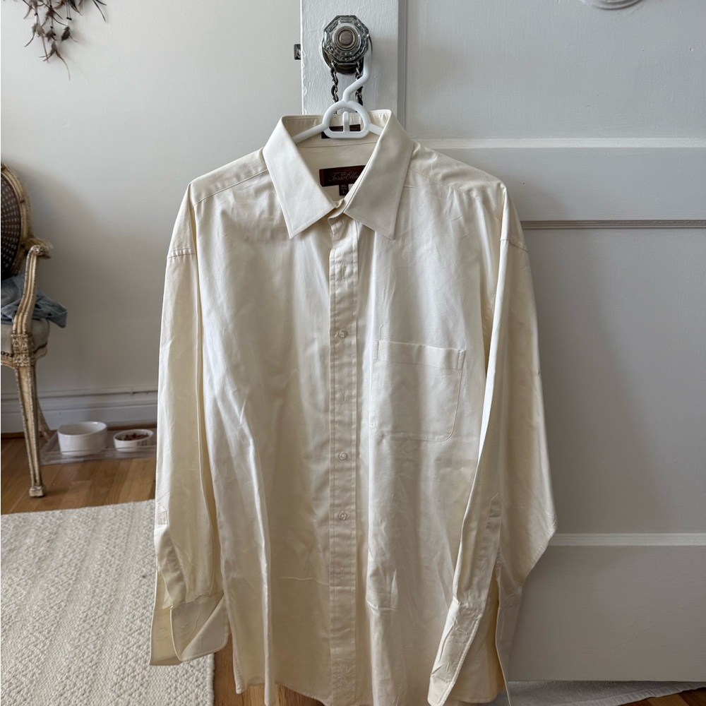 Men's 100% Cotton Classic White Button-Up Shirt